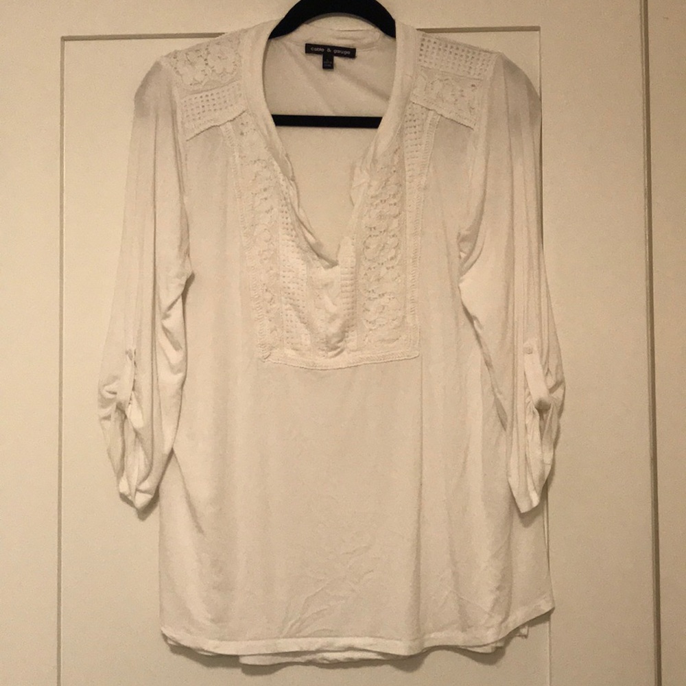 3/4 White Knit Top